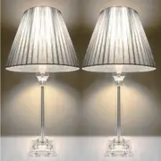 2x Acrylic & Ribbon Bedside Table Lamps in Silver