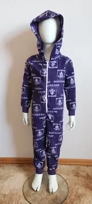 Fremantle Dockers AFL Boys Printed Microfleece Hooded Onepiece Pyjama Size 10