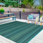 JBGO Reversible Woven Outdoor Rug, 4' x 6' Lightweight Large Plast... FMBI Sales
