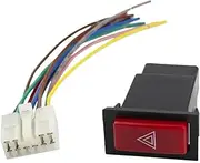 HAUAGEZWU 1 PCS Car Hazard Warning Signal Switch Button with 6 Pin Fit for Toyota Hiace 1989-2006 84332-26080(Switch and Line)