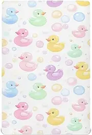 Bolaz Mini Crib Sheets Fitted - Play Sheets for Pack and Play Mattress，Pack N Play Mattress Soft and Breathable-Duck Bubble Pattern