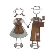Willow & Silk Set of 2 Country Kids Holding Hands Garden Ornament 96/100cm