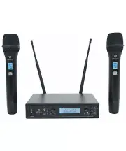 Rockville Dual UHF 15-Ch Metal Handheld Wireless Vocal Karaoke Microphone System