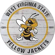 KH Sports Fan West Virginia State Yellow Jackets Weathered Circle Sign, 20x20 Inches, Yellow Jackets Decor; Display Your Team Spirit with This West Virginia State Yellow Jackets Wall Art