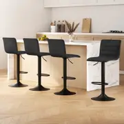 Set of 4 Modern Style Bar Stools - Black