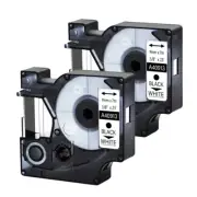 2PK 3/8"*23ft Black on White label tape For Dymo D1 40913 LabelManager PC PC II