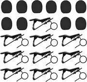 20 Pcs Metal Lapel Mic Clips Sponge Cover Kit, Metal Lavalier Tie Clips with Foam Windscreen Covers, Lapel Microphone Clips Cover Kit