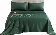 Aulaire Bedsheets and Pillowcase Bedding Set. 4-Piece (1 top Sheet + 1 Fitted Sheet + 2 Pillowcases) 100s Superfine Yarn Size New Cotton. (Olive Green, King)
