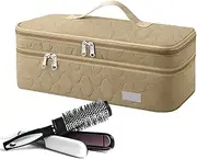 Tools Travel Bag, Double Layer Hair Dryer Storage Case, Hair Styling Tools Bag, Curling Irons Organization Bag, Travel Tools Organizer, Portable Hair Styling Tools Organizer, Khaki, Refer to