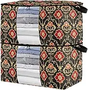sanluoli 90L 2 Pack Shoe Organizer Under Bed with Reinforced Handles, clear window Blanket Bags For Closet Storage