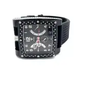 Aqua Master Men's Chrono Stainless Steel Case Black Rubber Band Watch W#322