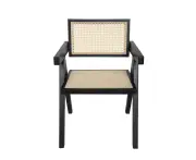 Replica Pierre Jeanneret Chandigarh Dining Armchair - Black & Natural