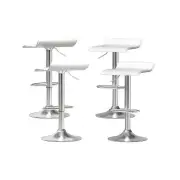 4x Bar Stools Faux Leather Chair White