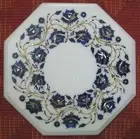 Floral Art End Table for Restaurant and Hotel Octagon Marble Coffee Table Top
