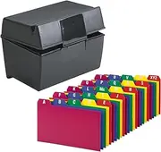 Index Card Holder, Index Cards Storage Box Holds Up to 300 3x5” Cards, with Poly Card Guides A-Z, 3x5 Inch - Value Pack