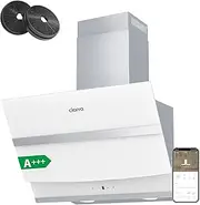 CIARRA Extractor Hood 60 cm Class A++ 650m³/h 210W Touch Screen 4 Speeds Carbon Filter Recirculation - White