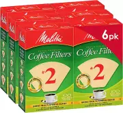 Melitta #2 Cone Coffee Filters, Unbleached Natural Brown, 100 Count (Pack of 6)