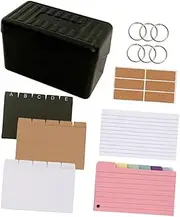 ROMANSENTIAL Desktop Lined Index Cards Storage Box with Index Cards Set Note Card Organizer Menu Storage Box for Note Organization Data Storage and Recipe Management