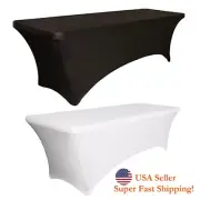 DH Stretchable Rectangle Party Folding Table Cover Tablecloth White Black