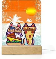 Summer Sunset Hamburg Acrylic Night Light USB Colorful Children Table Light Bedroom Lamp Gift Desk Lamp Wooden Base Mood Light Breastfeeding Lamp Birthday Festival Light
