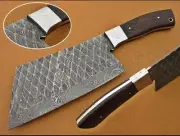 custom handmade damascus steel cleaver knife chopper knife kitchen knife & cover