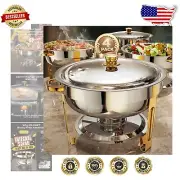 Stainless Steel Buffet Set - 4 Pack Chafing Dishes with Rolled Edges for Safety