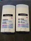 2 Neutrogena Ultra Sheer Spf 50 Sunscreen face and body Stick 1.5oz