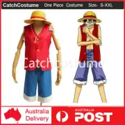 Anime ONE PIECE Monkey·D·Luffy Cosplay Costume Party Halloween Fancy Dress + Hat