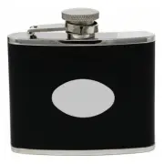 6 oz Black Smooth Leather Discrete Pocket Hip Alcohol Liquor Flask