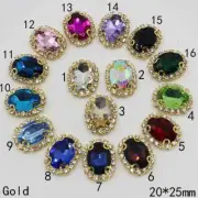 4 Holes Oval Rhinestone Buttons Glass Crystal Button Wedding Craft Supplies 10Pc