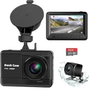 Dash Cam Front and Rear, Mini Dash Cam 1080P Full HD with 32GB SD Card, 2.45 Inc