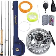 [Sougayilang] Fly Fishing Rod and Reel, 5/6 Weight 9ft Fly Rod, 4-Piece Graphite Rod, Die Cast Aluminum Reel, Carrying Case, Fly Box & Fishing Flies Fly Fishing Combo Starter Kit