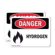 (2 Pack) Hydrogen OSHA Danger Sign Decal Metal Plastic