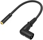Generic Right Angle XLR to 3.5mm Cable 1 Feet (30cm) Compact 1/8 inch Mini Jack to XLR Cable for Audio Player Power Amplifiers, 3.5 TRS to XLR Male