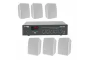E-Lektron TRM45W 100V Mixer Amplifier Speaker Set with PA-TRON45 and 6 White Weatherproof ELA speakers