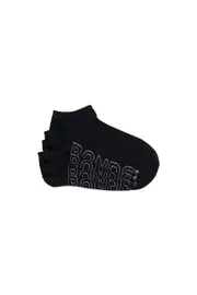 [Bonds] Bonds Mens Logo Lightweight Low Cut 4 Pack Socks in Black Size: 11+, Cotton 11+ Black