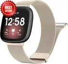 Metal Band for Fitbit Versa 4 & Sense 2, Stainless Steel Mesh, Adjustable Strap
