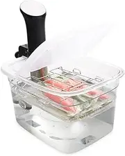 EVERIE Sous Vide Container 12 Quarts with Collapsible Hinge Lid and Removable Built-in Rack Compatible with Anova Nano AN400 and AN500-US00 and Instant Pot and Breville Joule Sous Vide Cooker