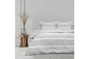 Ardor Boudior Bed Liam Chenille Striped Pillowcase Quilt Cover Set Grey
