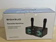 Bigasuo Bluetooth Karaoke Machine KA215 Pro W/2 Mics, 7 LED Colors