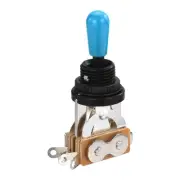 3 Way Short Straight Guitar Toggle Switch Black with Blue Tip Knob Cap