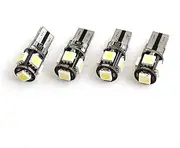 uxcell 4 Pcs T10 W5W Canbus Wedge 5050 5-Surface Mount Device LED Light Bulb Lamp White 12V