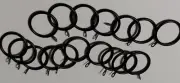 18 Pcs Metal Curtain Round Rings Eyelets Black Hooks Rod Sliding Drapes Shades