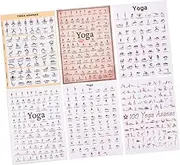 MOBUTOFU 6pcs Yoga Posture Wall Art Canvas Yoga Poses Chart Fitness Room Decor Yoga Pose Beginner Poster Home