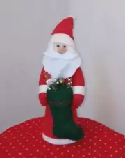 Handmade OOAK Santa Christmas Tree Topper Shelf Sitter Stocking Holiday Decor
