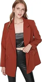 TRENDYOL Women's Blazer with Lapel Collar, Plain Coat