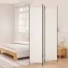 3-Panel Room Divider Folding Wall Privacy Screen Stand White 150x220cm Fabric