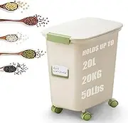LivLab Mker Large Green Rectangular Airtight Snap-Lock Lidded Bin, 20L, Great for Pet Food Storage, Organizing Kitchen Pantry