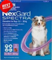 Spectra Chewables for Dogs 15.1-30kg, Pack of 3, Flea & Tick Treatment