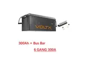 VoltX 12V 300Ah Lithium Battery + Bus Bar M8 Power Distribution Terminal Block (6 GANG 300A Black)